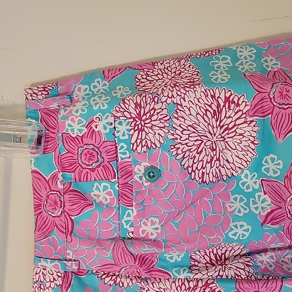 LILLY PULITZER Cropped Blue Pink White Flowe Print Pants Size 2 - Picture 9 of 14